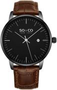 So & Co New York Herrklocka 5521.5 Madison Svart/Läder Ø40 mm