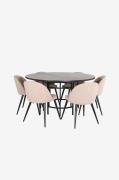 Venture Home - Matgrupp Copenhagen med 6 st matstolar Velvet Stitches ...