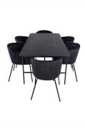 Venture Home - Matgrupp Uno med 6 st matstolar Berit - Svart - Matgrup...