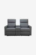 Loft24 - Reclinersoffa Daoulas dubbel, med fotpall - Grå - 2-sits soff...