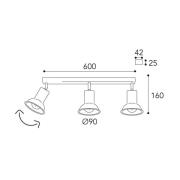 Moretti Luce Taklampa Genziana 1421.E27, 3 lampor antikmässing