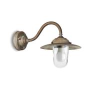 Moretti Luce Utomhusvägglampa Chalet, IP44, mässing, glas, utsprång 38...