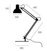 Midgard fjäderdrag bordslampa med svart fot