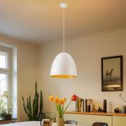 Nowodvorski Lighting Pendellampa Egg M av metall, Ø 38 cm, vit