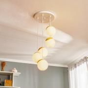 Eko-Light Hänglampa Sfera 5 lampor glas/trä ljusfärgad