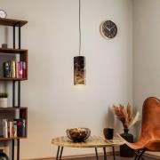 EMIBIG LIGHTING Pendellampa Joni, textil, 1 lampa svartmarmorerad