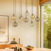 EMIBIG LIGHTING Hänglampa Glassy, 9 lampor, svart, grafit/amber/klar, ...