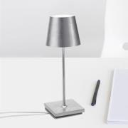 Zafferano Poldina mini batterilampa, silverfärgad insida