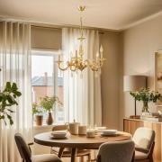 Lucea Ljuskrona Castro, antik mässing, 5 lampor