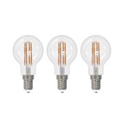 Arcchio LED-filamentlampa E14 G45, set om 3, 4000 K