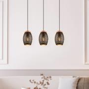 Reality Leuchten Hänglampa Bidar, längd 71 cm, svart-guld, 3-lampig, m...