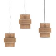 TK Lighting Calisto pendellampa, jute, naturbrun, 3-ljus, decentralise...