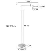 Steinhauer LED-golvlampa Soleil, stålfärgad, metall, dimmer