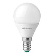 MEGAMAN LED-lampa E14 droppe 4,9W, opal, varmvit