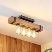 Lindby Sverina taklampa, 46 cm, brun, trä, metall