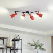 Lindby takspotlight Ovelia, orange/svart, 4 lampor, E27