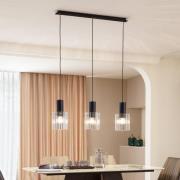 Lucande taklampa Eirian, 90 cm, 3-ljus, svart, glas