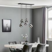 EMIBIG LIGHTING Hänglampa Glassy, 6 lampor, svart, grafit, glas, 75 cm