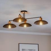 EMIBIG LIGHTING Taklampa Kobe, 4 lampor, stål, trä, svart