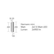 HerzBlut LED-vägglampa Hermann mini, oljad ek, dimbar