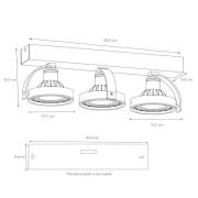 Lucide Dorian LED-takspotlight med tre lampor, dimbar till varm