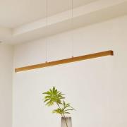 Lucande LED-hänglampa Nihalo, trä, 122 cm, dimbar, CCT