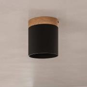 SOLLUX LIGHTING Takspotlight Rif, svart, Ø 12 cm, trä, aluminium