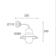 Moretti Luce Utomhusvägglampa Campanula 2090 antik mässing djup 33 cm ...