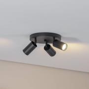 Argon Takspotlight Sado svart stål justerbar 3 lampor rund