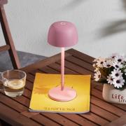 Lindby LED-bordslampa Arietty, rosa, dimbar, IP54
