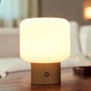 Lucande LED-batteridriven bordslampa Katrin Palme, beige, glas