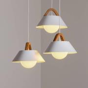 Luminex Hänglampa Funda, brun/vit, Ø 64 cm, stål/trä, 3 lampor.