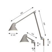Louis Poulsen NJP LED-vägglampa arm lång, ljusgrå