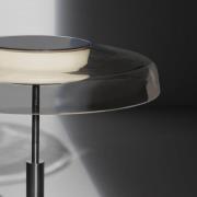 Oluce LED-golvlampa Dora, nickel/rökgrå, metall, PMMA