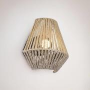 Reality Leuchten LED-vägglampa Lira, brun, pappersgarn, touch, H 19 cm