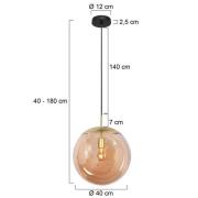 Steinhauer Hänglampa Bollique, mässing, Ø 40 cm, glas, 1 lampa, kula