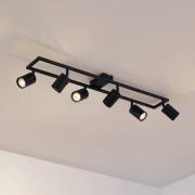 Lindby takspotlight Bravius, svart, 6 lampor, järn