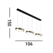 Searchlight Aerial LED-hänglampa, 3 lampor, mässing/svart, stål