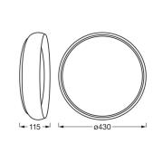 LEDVANCE LED-taklampa Orbis Livia Ø 43 cm, grå, metall