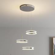 Lucande LED-pendellampa Lyani, 62 cm, 3 lampor, krom, dimbar