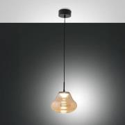 Fabas Luce LED-pendellampa Deva, bärnstensfärgad, glas, Ø 25 cm, CCT, ...