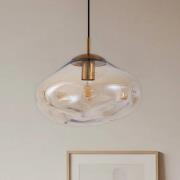 Lindby hänglampa Lelia, bärnstensfärgad, glas, Ø 35 cm