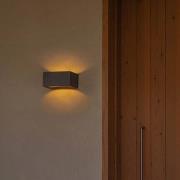 FARO BARCELONA LED-vägglampa Glint, 3000K, 15 cm, grå, betong, IP55