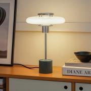 Lindby bordslampa Branford, retro, vit/grön opalglas/marmor