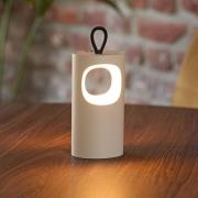 Sigor LED-bordslampa Lunari, beige, 16 cm, metall, CCT IP44