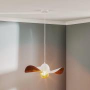 SIGMA Hänglampa Jil, skärm böjd, vit/koppar