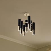 Domiluce Taklampa Orino, svart/guld, metall, 7 lampor, GU10