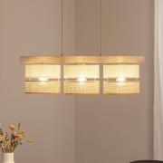 Duolla Hänglampa Treeon, 3 lampor, trä, jute, naturfärgad/ecru