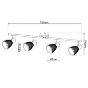 Näve Taklampa Lindita, 4 lampor, glas, rökgrå, E14