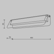 Maytoni LED-vägglampa FLAT, grå/mässing, bredd 43 cm, glas/metall
